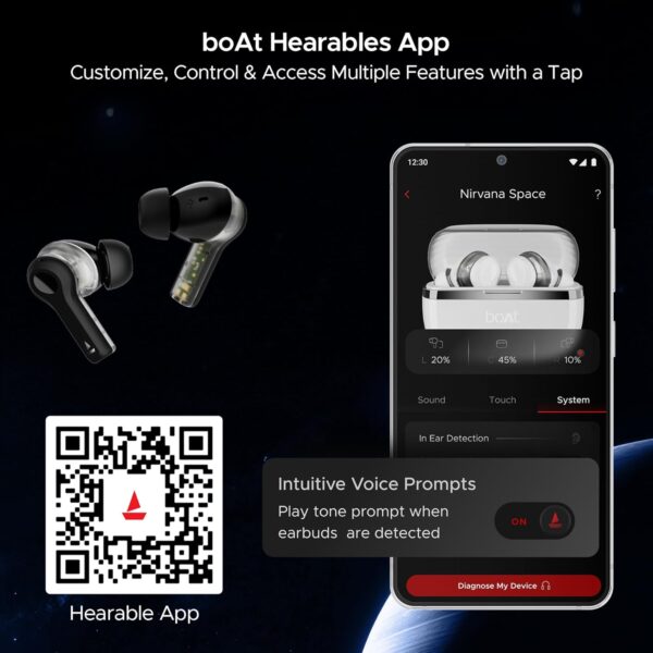 boAt Nirvana Space, 360º Spatial Audio, Active Noise Cancellation (~32dB), 100Hrs Battery,4Mics ENx, Fast Charge, v5.3 Bluetooth Earbuds, TWS Ear Buds Wireless Earphones with mic (Cosmic Black) - Image 4