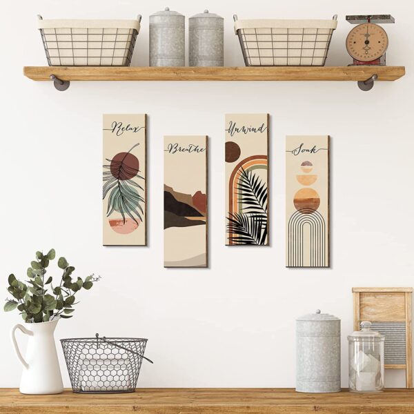 Birch & Co. Wall Decor for Living Room-Wall Hangings for Home/Wall Decoration Items -Rigid Eco-Friendly Recycled Board-Double Tape wall decor, 4 Pieces-Recycled Rigid Board