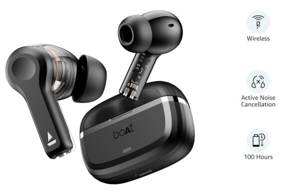 boAt Nirvana Space, 360º Spatial Audio, Active Noise Cancellation (~32dB), 100Hrs Battery,4Mics ENx, Fast Charge, v5.3 Bluetooth Earbuds, TWS Ear Buds Wireless Earphones with mic (Cosmic Black) - Image 5
