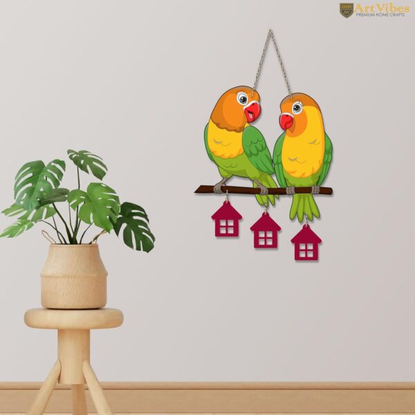 Artvibes Cute Pair of Parrot Wooden Wall Hanging for Home Decoration | Garden Balcony | Office | Cafe | Decorative Door Hanging | Festive Decor Art Items - Image 6