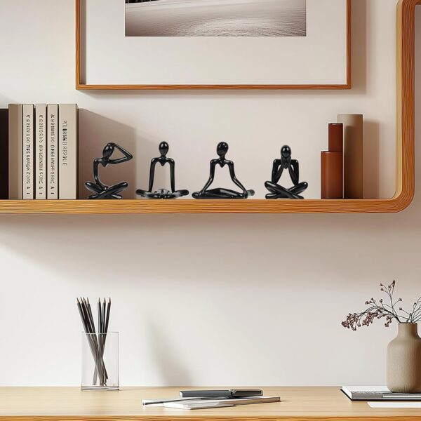 Street27® 4pcs Decorative Abstract Thinker Men Statue showpiece Set | Home Decor Items|Premium PVC Modern Art showpiece for Home Decor Living Room Bedroom Bookshelf Desktop Table Office Gift (Black) - Image 7
