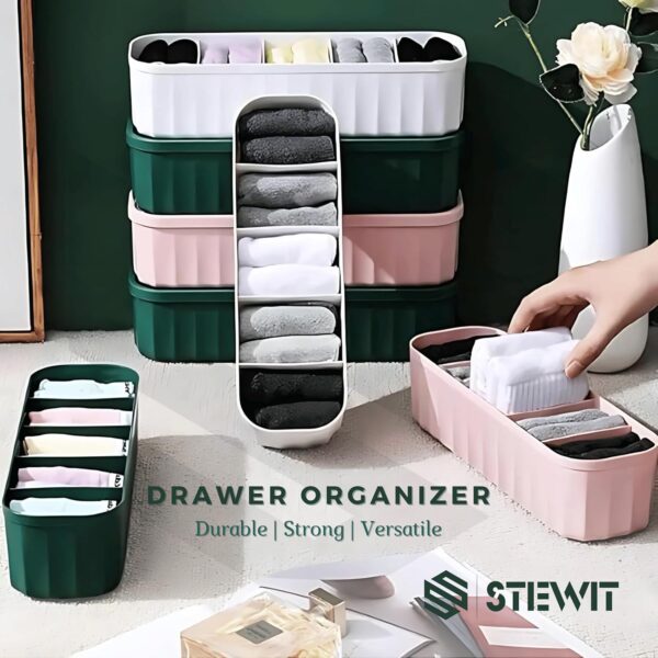 Stewit Drawer Organizers for Undergarments, Socks, Bras, Ties, Scarves, Wardrobe Storage Box Kitchen Tools (4 Pcs, Multicolor) - Image 9