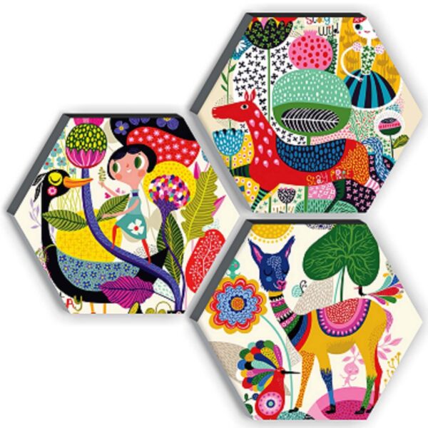 SAF Wood Set Of 3 Hexagon Kid'S Room Decor Modern Art 6Mm Mdf Uv Textured Home Decorative Gift Item 12 Inch X 12 Inch Abstract Painting Sanfhx17 - Image 4