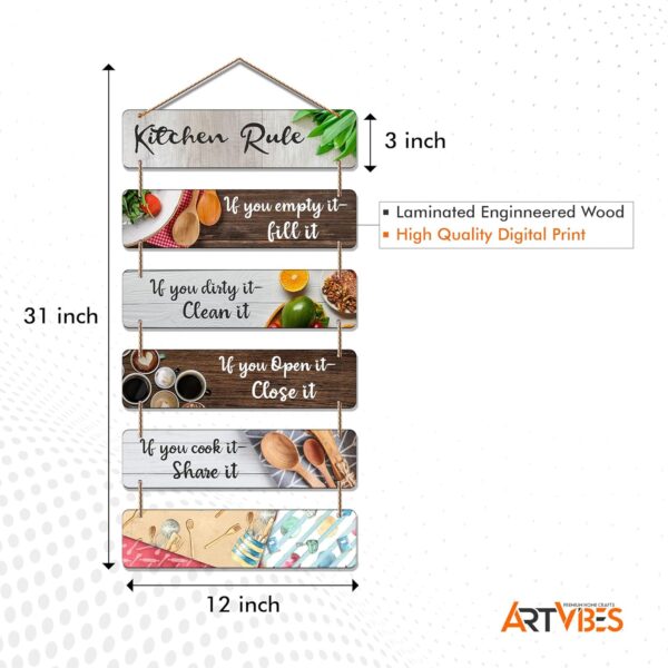 Artvibes Decorative Wall Hanging Decoration item for Kitchen | Bedroom| Kitchen Quotes items | Wall Art For Hall | Mdf Wall Hanger, Set of 6(WH_3265N),Engineered Wood - Image 6