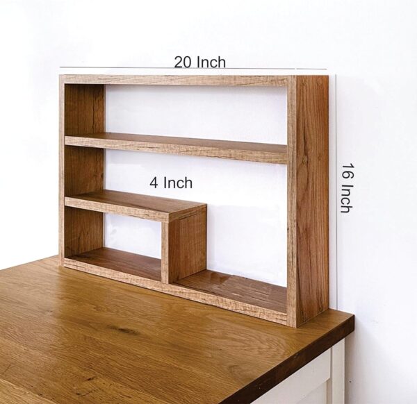Insight Arts Wood Kitchen Counter Shelf, Countertop Spice Rack Organizer, Modern Farmhouse Decor - Brown M - Image 3