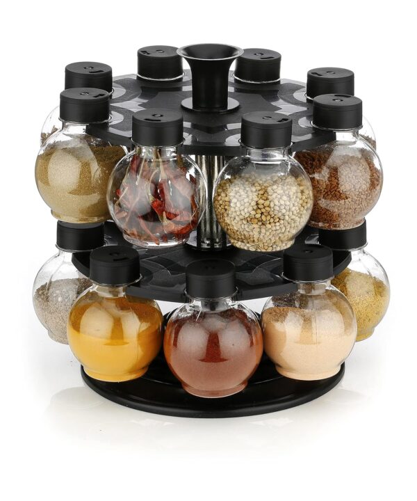 NARIYA Plastic 360 Revolving Tiered Shelf Spice Container Set