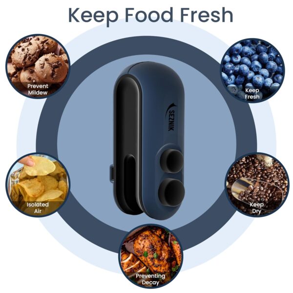 Seznik Portable Mini Sealing Machine, Handheld Packet Sealer for Food, Snacks, Chips, Fresh Storage, Plastic Bags Sealing Machine, 1 YEAR Warranty (Dark Blue) - Image 5