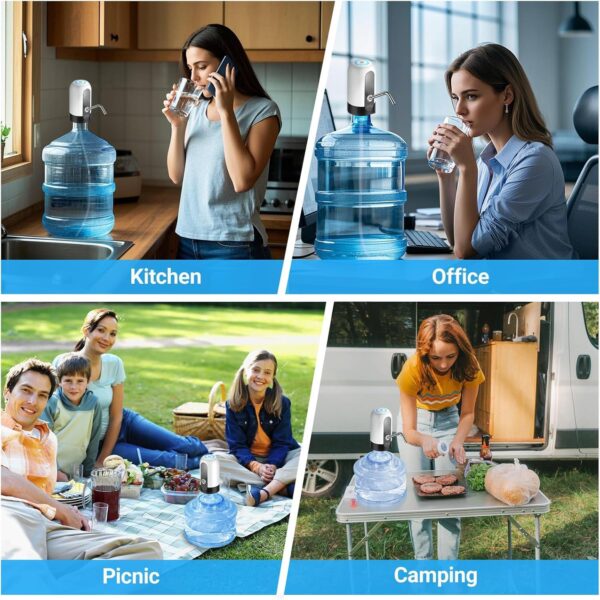 Automatic Water Dispenser Pump for 20 Litre Bottle | Portable USB Rechargeable Water Pump Dispenser for Home, Office & Outdoors | Water Can Pump for 20 Litre | Water Can Dispenser | 1 Year Warranty - Image 9