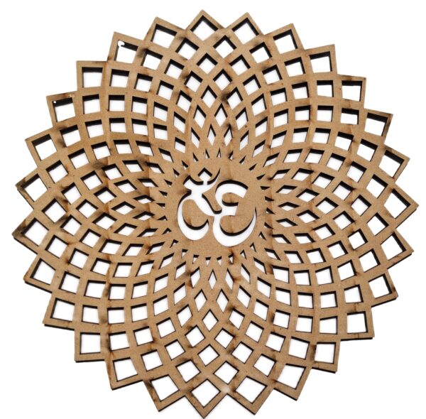 My Dream Carts 15x15cm Golden Om Round Decorative Wall Art Mdf Wooden Om Chakra For Temple, Living Room, Bedroom, Office, Hotel, Home Decor Items, Gift Item, Mandala Wall Hanging For House Decoration - Image 2