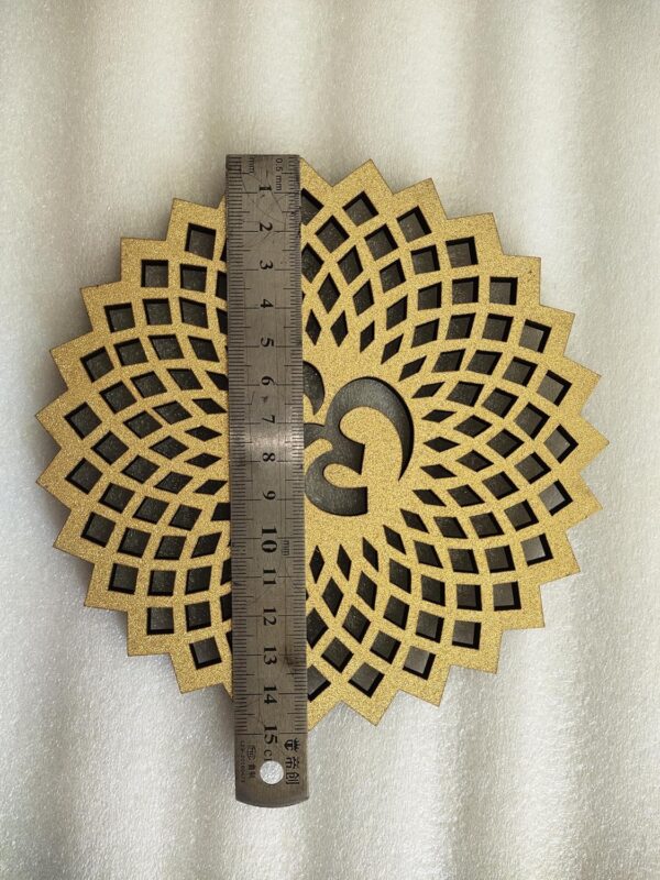 My Dream Carts 15x15cm Golden Om Round Decorative Wall Art Mdf Wooden Om Chakra For Temple, Living Room, Bedroom, Office, Hotel, Home Decor Items, Gift Item, Mandala Wall Hanging For House Decoration - Image 5