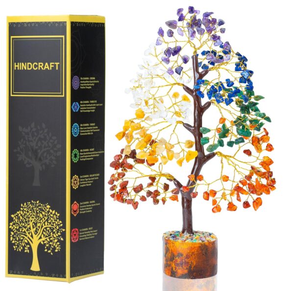 HindCraft Chakra Tree of Life - Crystal Tree for Positive Energy, Feng Shui Tree, Home Decor - 7 Chakra Tree, Crystal Decor - Meditation Decor Luck Figurine, Wealth Prosperity, 200 Beads, 8-10 Inch - Image 6