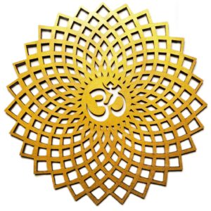 My Dream Carts 15x15cm Golden Om Round Decorative Wall Art Mdf Wooden Om Chakra For Temple, Living Room, Bedroom, Office, Hotel, Home Decor Items, Gift Item, Mandala Wall Hanging For House Decoration