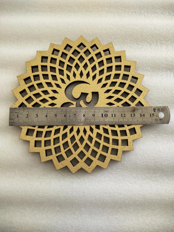My Dream Carts 15x15cm Golden Om Round Decorative Wall Art Mdf Wooden Om Chakra For Temple, Living Room, Bedroom, Office, Hotel, Home Decor Items, Gift Item, Mandala Wall Hanging For House Decoration - Image 7