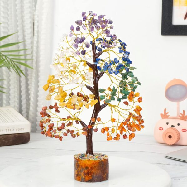 HindCraft Chakra Tree of Life - Crystal Tree for Positive Energy, Feng Shui Tree, Home Decor - 7 Chakra Tree, Crystal Decor - Meditation Decor Luck Figurine, Wealth Prosperity, 200 Beads, 8-10 Inch - Image 8